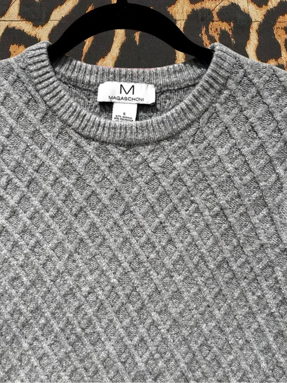 MAGASCHONI WOMENS DIAMOND KNIT CUFFED SWEATER SIZE SMALL - Picture 2 of 6